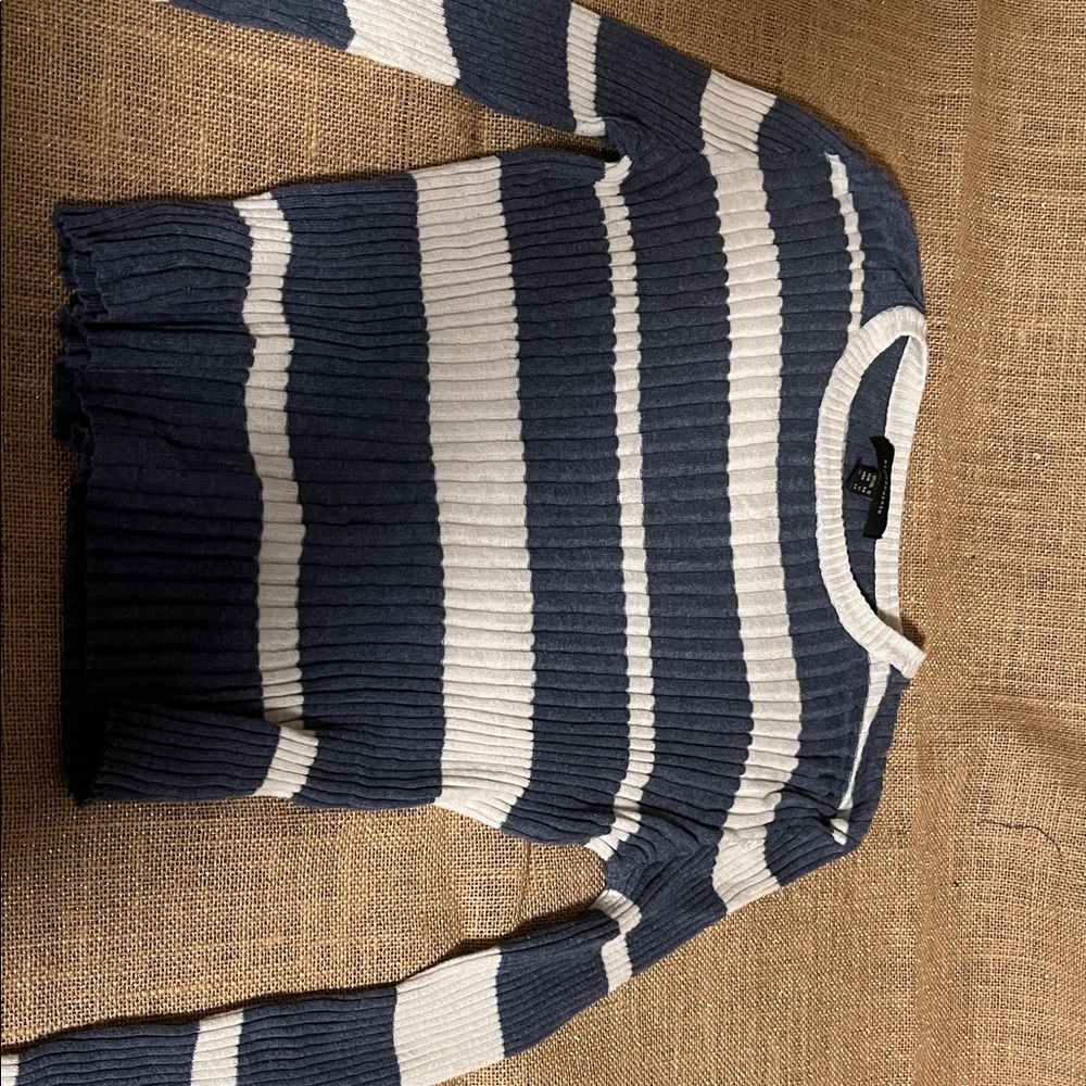 Atmosphere Navy and White Striped Crewneck Sweater